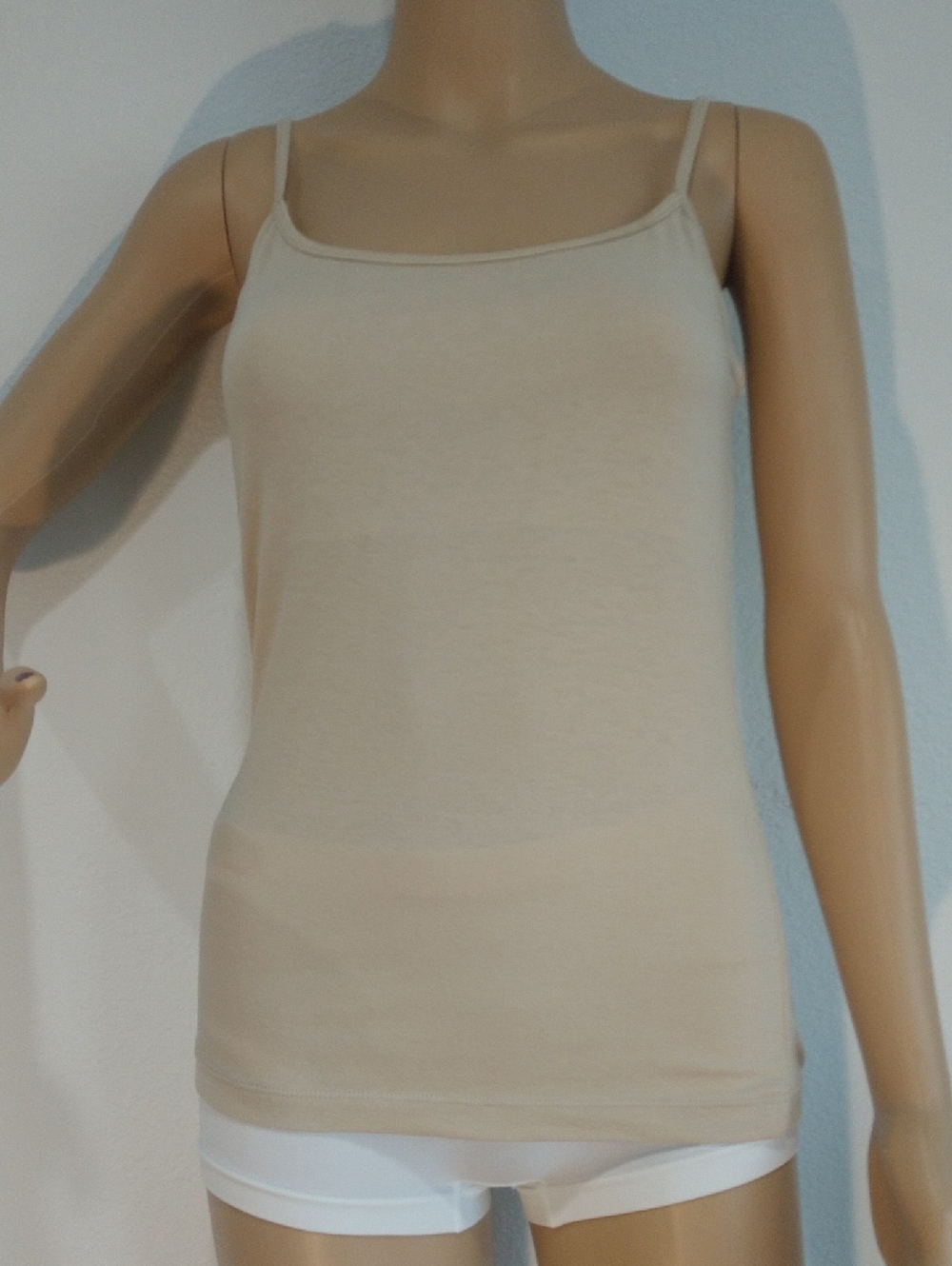 Essential Women's Beige Spaghetti Strap Camisole
